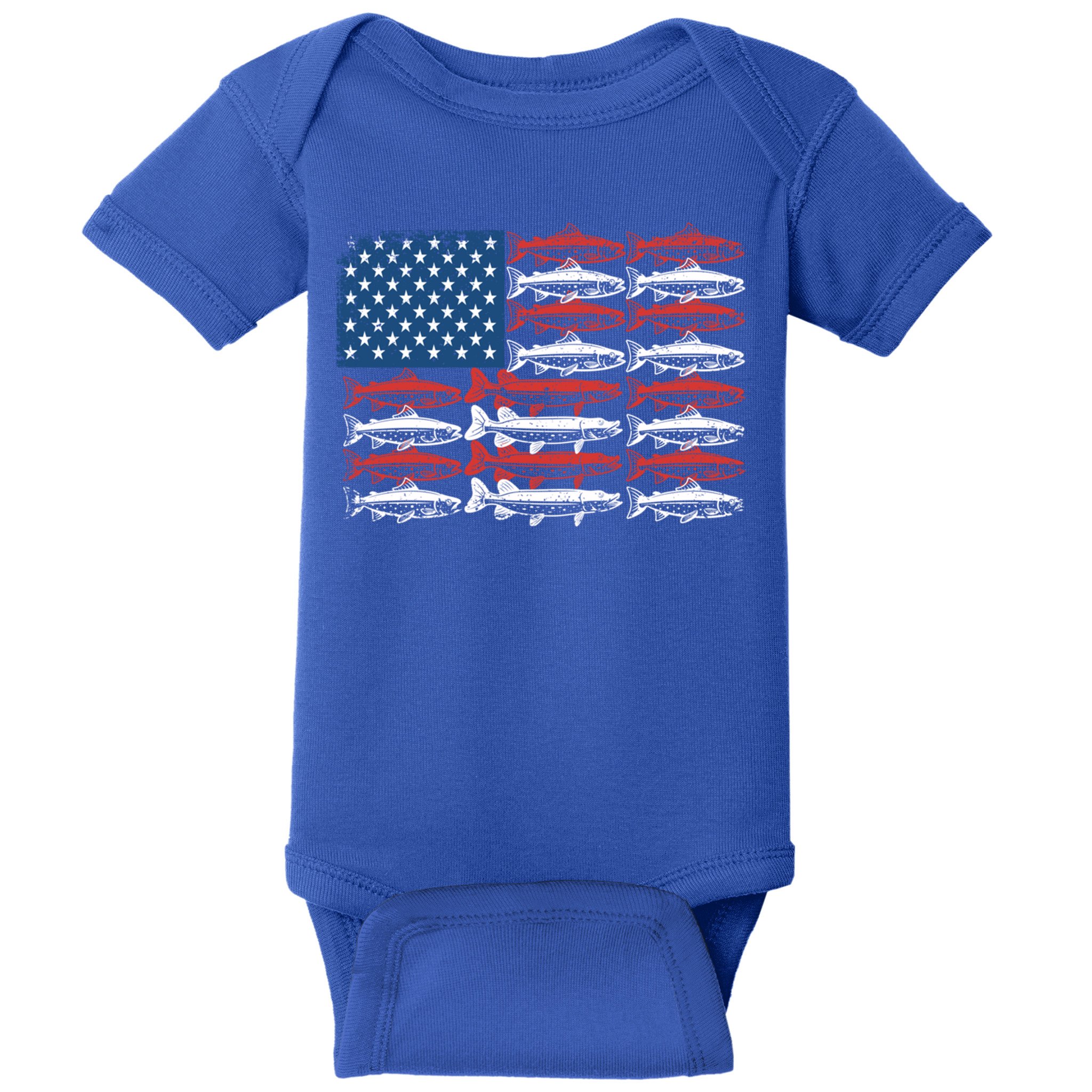 Vintage Usa Fish American Flag Fishing Patriotic Fisher Cool Gift Baby Bodysuit