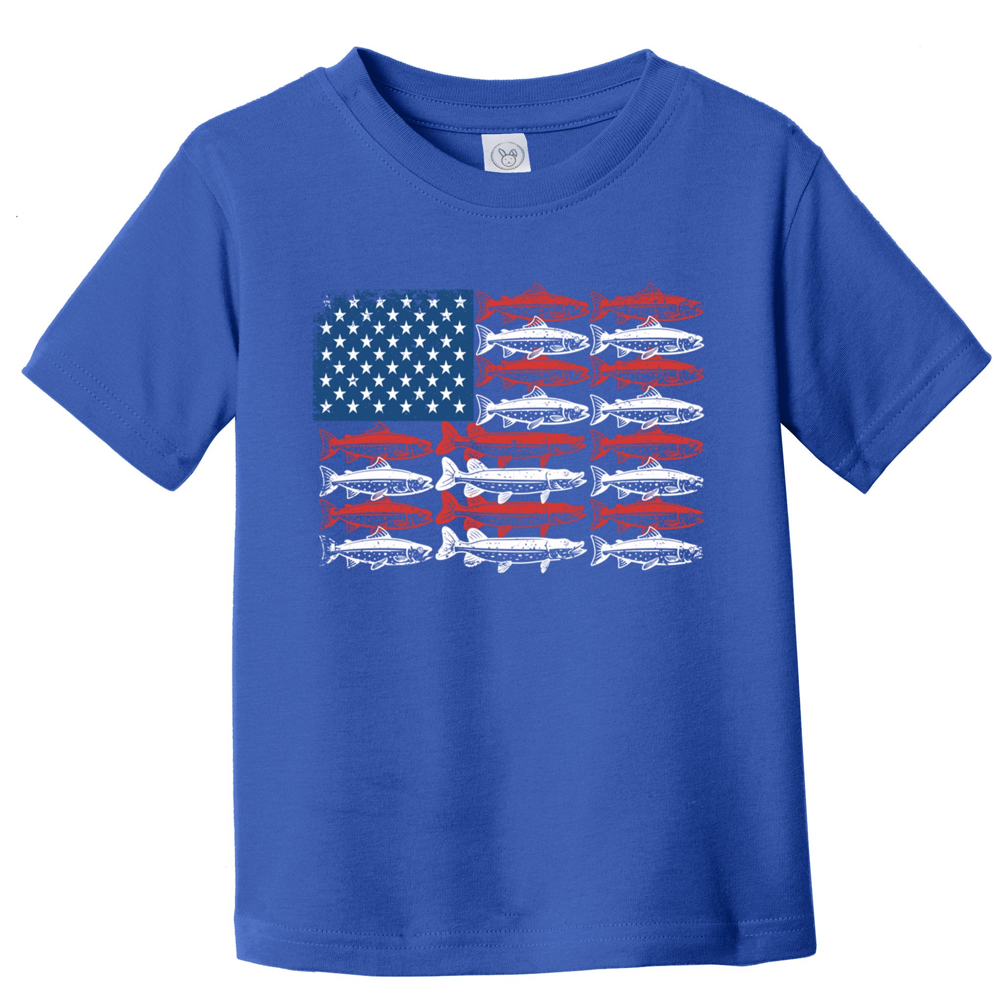 Vintage Usa Fish American Flag Fishing Patriotic Fisher Cool Gift Toddler T-Shirt