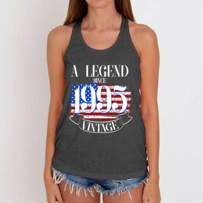 Vintage Usa Flag A Legend Since 1995 30th Birthday Women's Knotted Racerback Tank