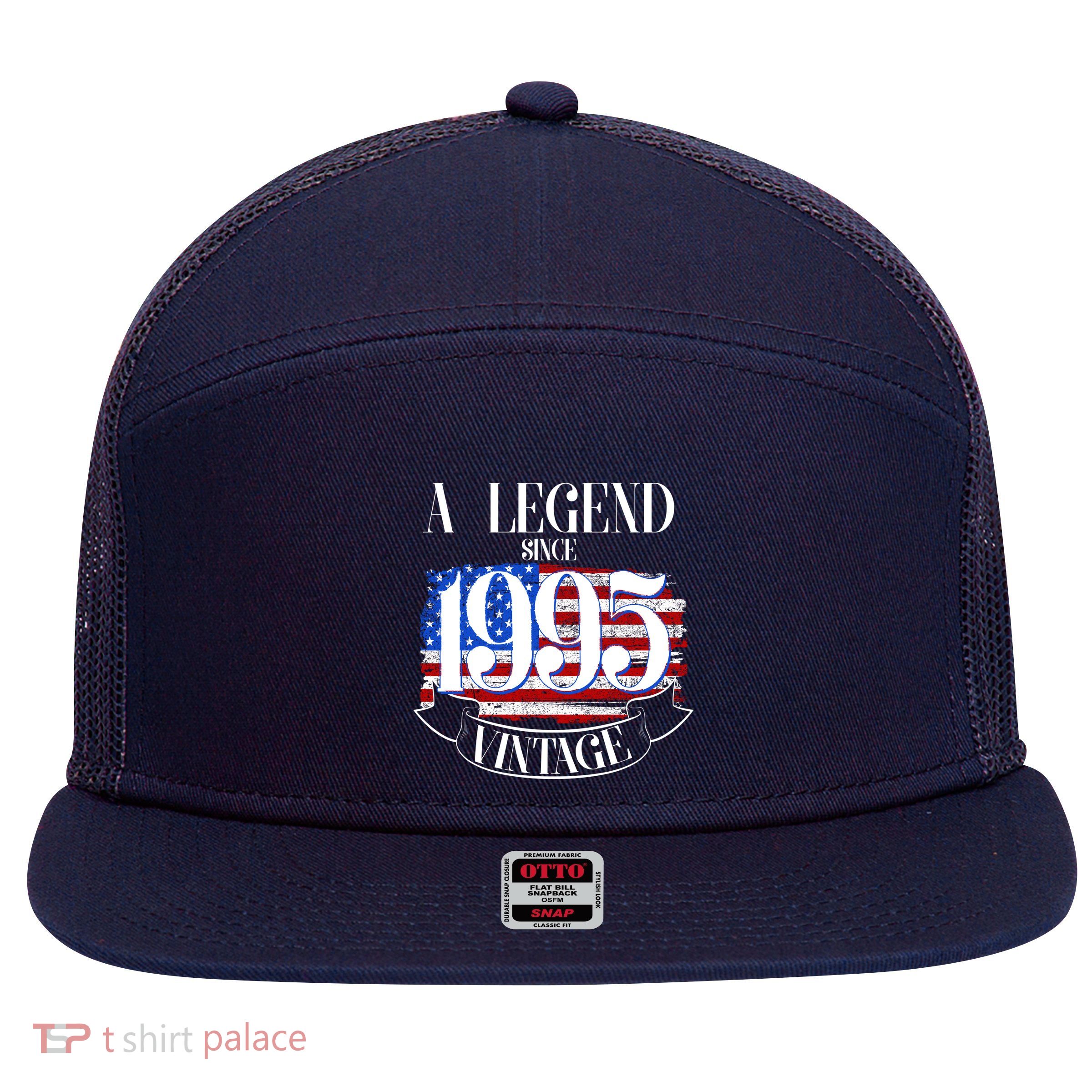 Vintage Usa Flag A Legend Since 1995 30th Birthday 7 Panel Mesh Trucker Snapback Hat