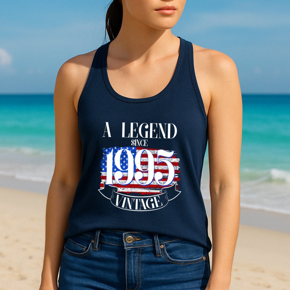 Vintage Usa Flag A Legend Since 1995 30th Birthday Womens Tank Top