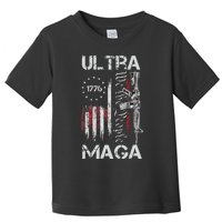 Vintage USA Flag Ultra Maga Gun USA 4th Of July Trump 2024 Toddler T-Shirt