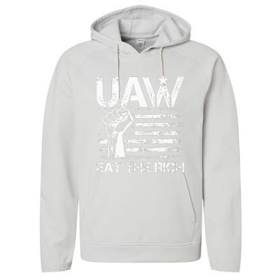 Vintage US Flag UAW Strong & Proud Union Gear Performance Fleece Hoodie