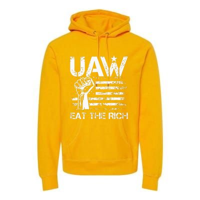 Vintage US Flag UAW Strong & Proud Union Gear Premium Hoodie