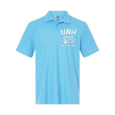 Vintage US Flag UAW Strong & Proud Union Gear Softstyle Adult Sport Polo