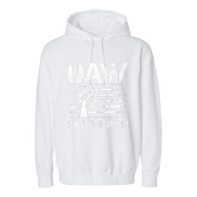 Vintage US Flag UAW Strong & Proud Union Gear Garment-Dyed Fleece Hoodie