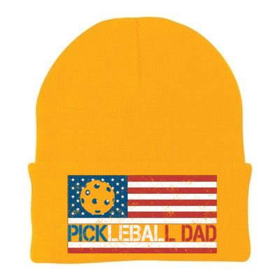 Vintage Us Flag Pickleball Player Design Paddleball Lover Gift Knit Cap Winter Beanie