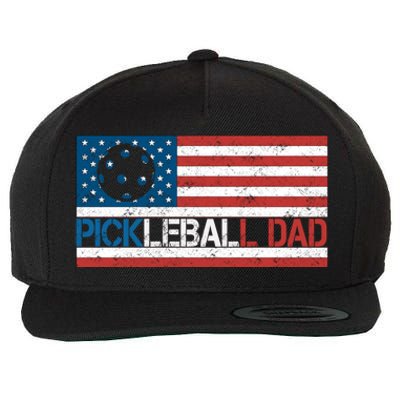 Vintage Us Flag Pickleball Player Design Paddleball Lover Gift Wool Snapback Cap