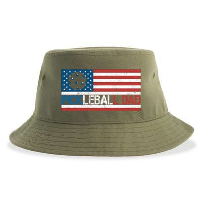 Vintage Us Flag Pickleball Player Design Paddleball Lover Gift Sustainable Bucket Hat