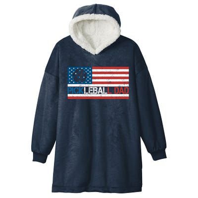 Vintage Us Flag Pickleball Player Design Paddleball Lover Gift Hooded Wearable Blanket