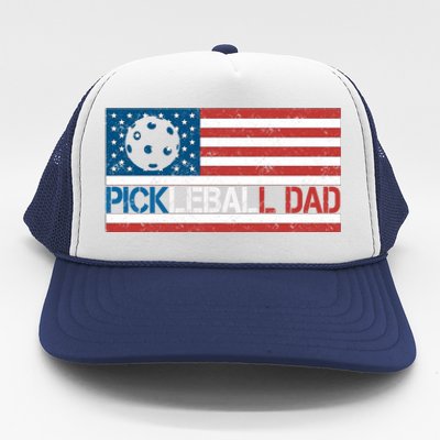 Vintage Us Flag Pickleball Player Design Paddleball Lover Gift Trucker Hat