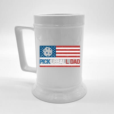 Vintage Us Flag Pickleball Player Design Paddleball Lover Gift Beer Stein