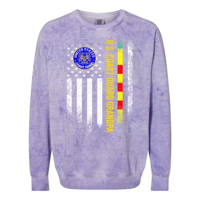 Vintage Usa Flag Proud Coast Guard Vietnam Veteran Grandpa Gift Colorblast Crewneck Sweatshirt