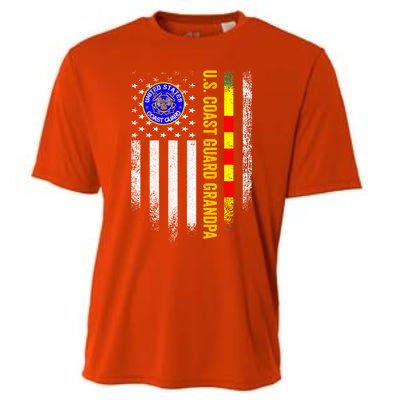 Vintage Usa Flag Proud Coast Guard Vietnam Veteran Grandpa Gift Cooling Performance Crew T-Shirt