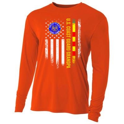 Vintage Usa Flag Proud Coast Guard Vietnam Veteran Grandpa Gift Cooling Performance Long Sleeve Crew