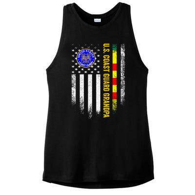 Vintage Usa Flag Proud Coast Guard Vietnam Veteran Grandpa Gift Ladies PosiCharge Tri-Blend Wicking Tank