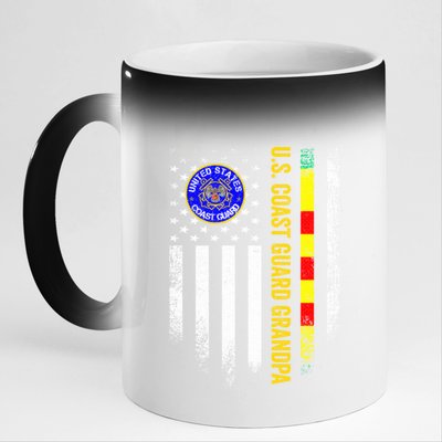 Vintage Usa Flag Proud Coast Guard Vietnam Veteran Grandpa Gift 11oz Black Color Changing Mug