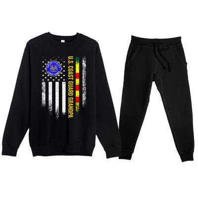 Vintage Usa Flag Proud Coast Guard Vietnam Veteran Grandpa Gift Premium Crewneck Sweatsuit Set