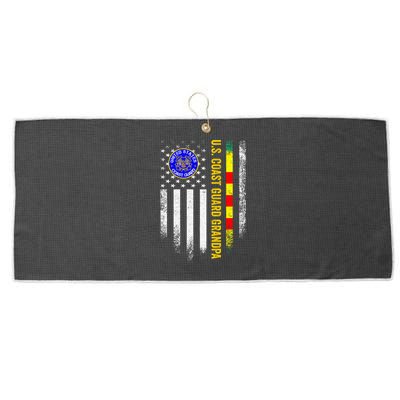 Vintage Usa Flag Proud Coast Guard Vietnam Veteran Grandpa Gift Large Microfiber Waffle Golf Towel