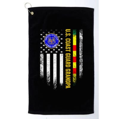 Vintage Usa Flag Proud Coast Guard Vietnam Veteran Grandpa Gift Platinum Collection Golf Towel