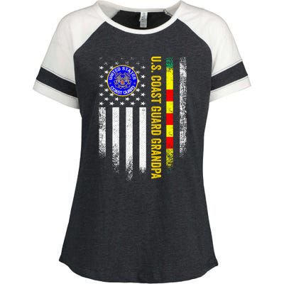 Vintage Usa Flag Proud Coast Guard Vietnam Veteran Grandpa Gift Enza Ladies Jersey Colorblock Tee