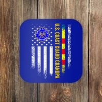 Vintage Usa Flag Proud Coast Guard Vietnam Veteran Grandpa Gift Coaster