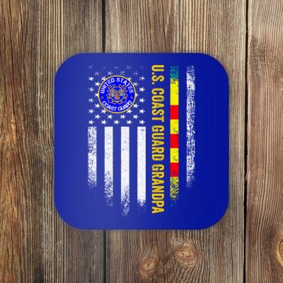 Vintage Usa Flag Proud Coast Guard Vietnam Veteran Grandpa Gift Coaster