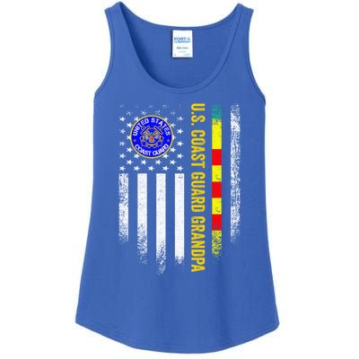 Vintage Usa Flag Proud Coast Guard Vietnam Veteran Grandpa Gift Ladies Essential Tank