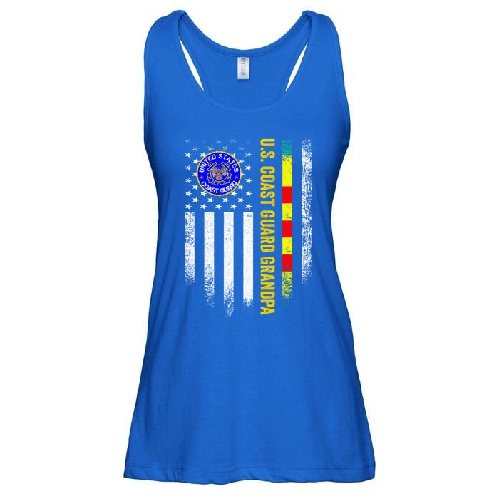 Vintage Usa Flag Proud Coast Guard Vietnam Veteran Grandpa Gift Ladies Essential Flowy Tank