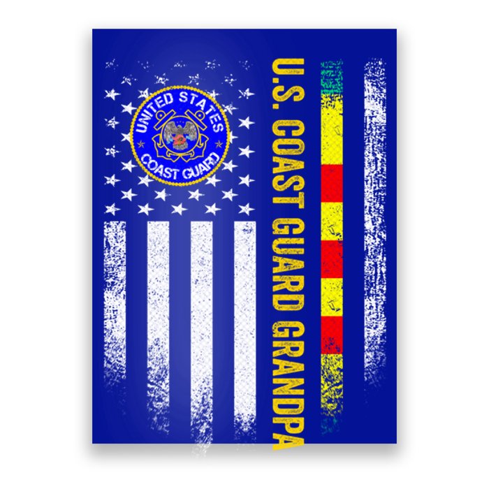 Vintage Usa Flag Proud Coast Guard Vietnam Veteran Grandpa Gift Poster