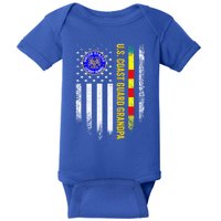 Vintage Usa Flag Proud Coast Guard Vietnam Veteran Grandpa Gift Baby Bodysuit