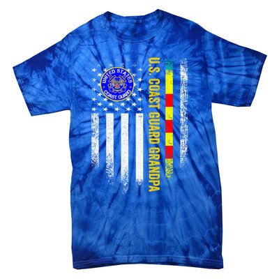 Vintage Usa Flag Proud Coast Guard Vietnam Veteran Grandpa Gift Tie-Dye T-Shirt