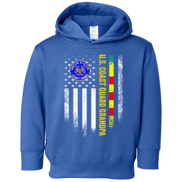 Vintage Usa Flag Proud Coast Guard Vietnam Veteran Grandpa Gift Toddler Hoodie