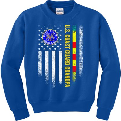 Vintage Usa Flag Proud Coast Guard Vietnam Veteran Grandpa Gift Kids Sweatshirt