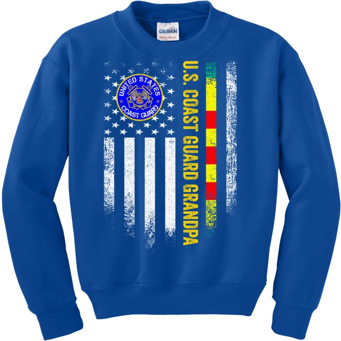 Vintage Usa Flag Proud Coast Guard Vietnam Veteran Grandpa Gift Kids Sweatshirt