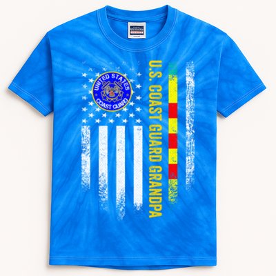 Vintage Usa Flag Proud Coast Guard Vietnam Veteran Grandpa Gift Kids Tie-Dye T-Shirt