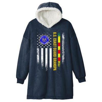 Vintage Usa Flag Proud Coast Guard Vietnam Veteran Grandpa Gift Hooded Wearable Blanket