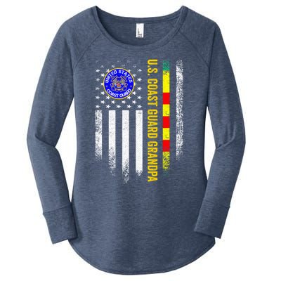 Vintage Usa Flag Proud Coast Guard Vietnam Veteran Grandpa Gift Women's Perfect Tri Tunic Long Sleeve Shirt