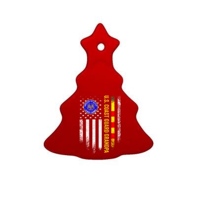 Vintage Usa Flag Proud Coast Guard Vietnam Veteran Grandpa Gift Ceramic Tree Ornament