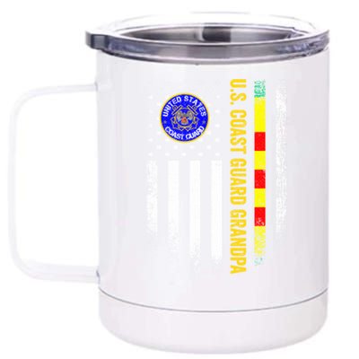 Vintage Usa Flag Proud Coast Guard Vietnam Veteran Grandpa Gift 12 oz Stainless Steel Tumbler Cup