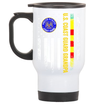 Vintage Usa Flag Proud Coast Guard Vietnam Veteran Grandpa Gift Stainless Steel Travel Mug