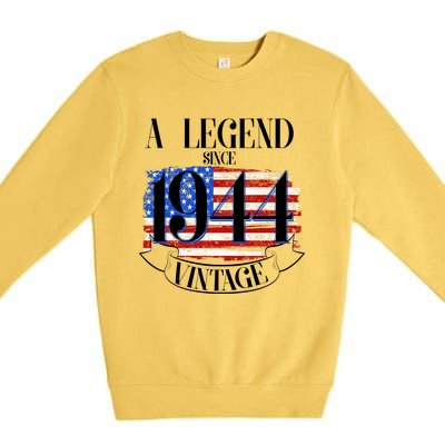 Vintage Usa Flag A Legend Since 1944 80th Birthday Premium Crewneck Sweatshirt