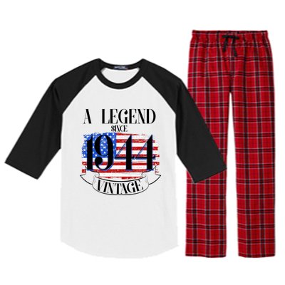 Vintage Usa Flag A Legend Since 1944 80th Birthday Raglan Sleeve Pajama Set