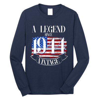 Vintage Usa Flag A Legend Since 1944 80th Birthday Long Sleeve Shirt