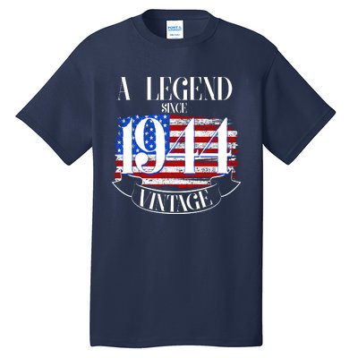 Vintage Usa Flag A Legend Since 1944 80th Birthday Tall T-Shirt