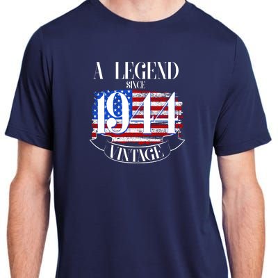 Vintage Usa Flag A Legend Since 1944 80th Birthday Adult ChromaSoft Performance T-Shirt