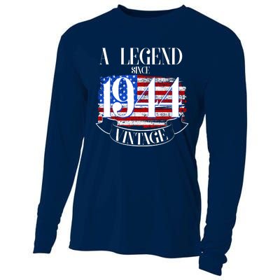 Vintage Usa Flag A Legend Since 1944 80th Birthday Cooling Performance Long Sleeve Crew