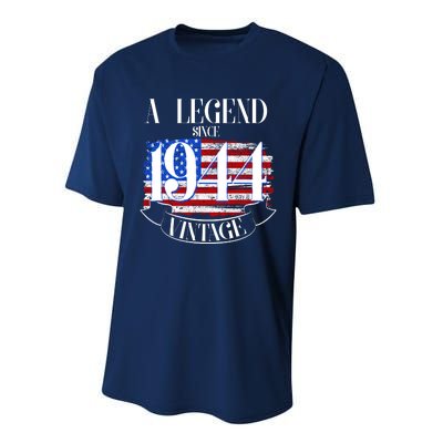 Vintage Usa Flag A Legend Since 1944 80th Birthday Performance Sprint T-Shirt