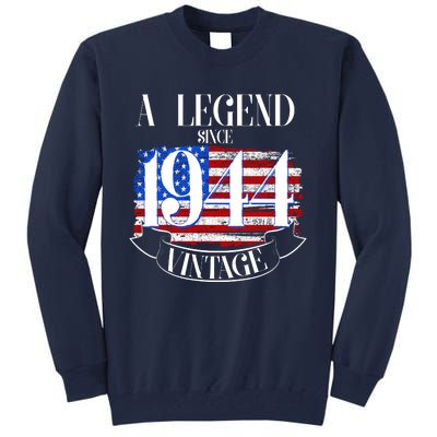 Vintage Usa Flag A Legend Since 1944 80th Birthday Tall Sweatshirt