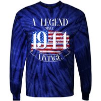 Vintage Usa Flag A Legend Since 1944 80th Birthday Tie-Dye Long Sleeve Shirt